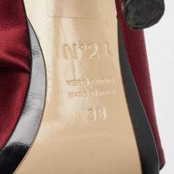 N21 Burgundy Satin Crystal Embellished Knot Mules Size 38