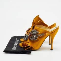  Nº21  Yellow Satin Embellished Ronny Knot Mules Size 40