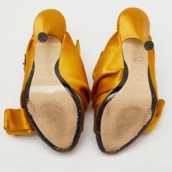  Nº21  Yellow Satin Embellished Ronny Knot Mules Size 40