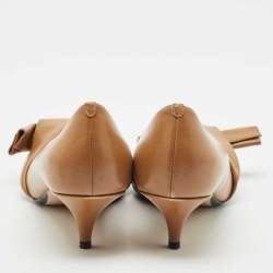 N21 Brown Leather Abstract Bow Pointed Toe Pumps Size 39