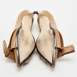 N21 Brown Leather Abstract Bow Pointed Toe Pumps Size 39