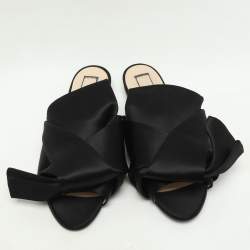 N°21 Black Satin Knot Flat Mules Size 38