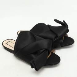 N°21 Black Satin Knot Flat Mules Size 38