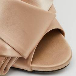 Nº21 Beige Satin Raso Knot Peep Toe Mules Size 37