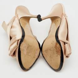 Nº21 Beige Satin Raso Knot Peep Toe Mules Size 37