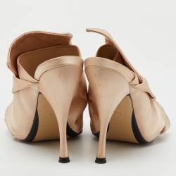 Nº21 Beige Satin Raso Knot Peep Toe Mules Size 37