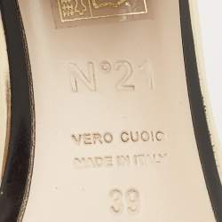 N°21  Gold Leather Sequinned Block Heel Ankle Strap Sandals Size 39