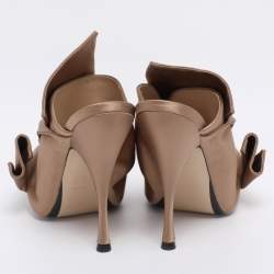 Pre Owned N°21 Metallic Beige Satin Ronny Mules Size 40