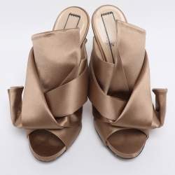 Pre Owned N°21 Metallic Beige Satin Ronny Mules Size 40