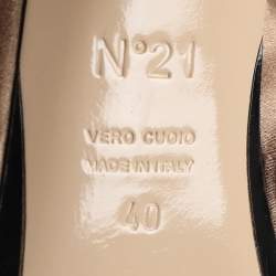 Pre Owned N°21 Metallic Beige Satin Ronny Mules Size 40