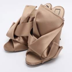 Pre Owned N°21 Metallic Beige Satin Ronny Mules Size 40