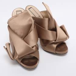 Pre Owned N°21 Metallic Beige Satin Ronny Mules Size 40