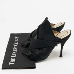 Pre Owned N°21 Black Satin Knot Mules Size 41