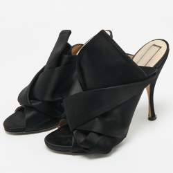 Pre Owned N°21 Black Satin Knot Mules Size 41