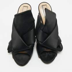 Pre Owned N°21 Black Satin Knot Mules Size 41