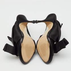 Pre Owned N21 Black Satin Raso Knot Peep Toe Mules Size 39