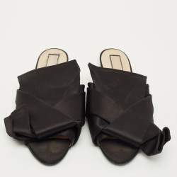Pre Owned N21 Black Satin Knot Slide Sandals Size 39