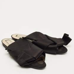 Pre Owned N21 Black Satin Knot Slide Sandals Size 39