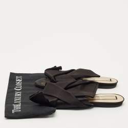 Pre Owned N21 Black Satin Knot Slide Sandals Size 39