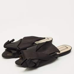 Pre Owned N21 Black Satin Knot Slide Sandals Size 39