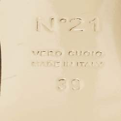 Pre Owned N21 Beige/Black Canvas and Satin Raso Knot Mules Size 39