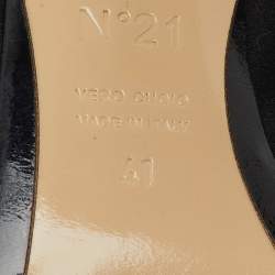 Pre Owned Nº21 Black Satin Raso Knot Peep Toe Slide Mules Size 41