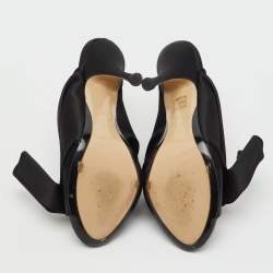 Pre Owned Nº21 Black Satin Raso Knot Peep Toe Slide Mules Size 41