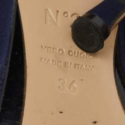 Pre Owned N°21 Navy Blue Satin Crystal Embellishment Raso Knot Mules Size 36