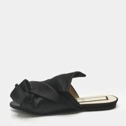 Pre Owned N°21 Black Satin Knot Flat Mules Size 36