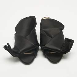 Pre Owned N°21 Black Satin Knot Flat Mules Size 36