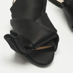 Pre Owned N°21 Black Satin Knot Flat Mules Size 36
