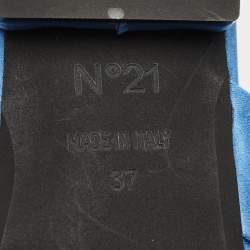 Pre Owned Nº21 Blue Satin Knot Flat Slides Size 37