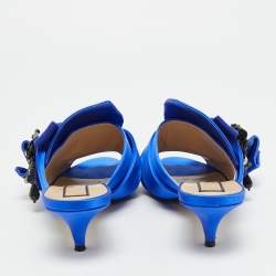 Pre Owned صندل سلايد نود 21 ساتان أزرق بكعب صغير مقاس 38