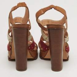 مملوكة مسبقًا N21 Size 40.5 Beige Patent Leather and Satin Peep Toe Ankle Strap Sandals