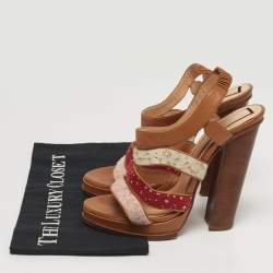 مملوكة مسبقًا N21 Size 40.5 Beige Patent Leather and Satin Peep Toe Ankle Strap Sandals