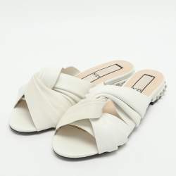 Pre Owned N21 Knot Size 37.5 White Leather Flats