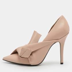 Pre Owned حذاء كعب عالي إ21 جلد وردي مزين عقدة مقاس 37