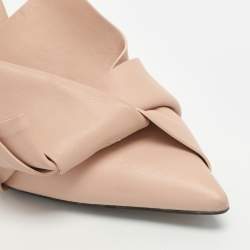 Pre Owned حذاء كعب عالي إ21 جلد وردي مزين عقدة مقاس 37