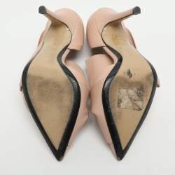 Pre Owned حذاء كعب عالي إ21 جلد وردي مزين عقدة مقاس 37