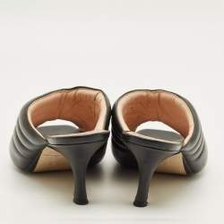 Pre Owned صندل ميوز مقدمة مفتوحة بعقدة ساتان أسود من إن21 مقاس 39