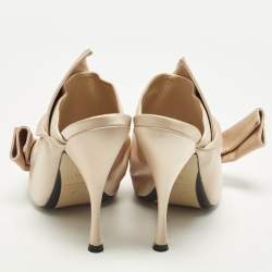 Pre Owned N21 Knot Size 39 Beige Satin Slide Sandals