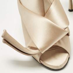 Pre Owned N21 Knot Size 39 Beige Satin Slide Sandals