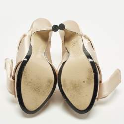 Pre Owned N21 Knot Size 39 Beige Satin Slide Sandals
