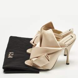 Pre Owned N21 Knot Size 39 Beige Satin Slide Sandals