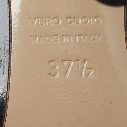 Pre Owned صندل إن21 جلد وجلد ثعبان أسود سير كاحل مقاس 37.5