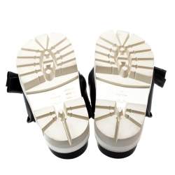 N21 Black Leather Bow Platform Slides Size 39