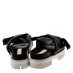N21 Black Leather Bow Platform Slides Size 39