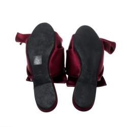 Pre Owned N21 Burgundy Satin Knot Flat Mules Size 37.5