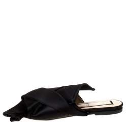 N21 Black Satin Knot Flat Mules Size 35.5