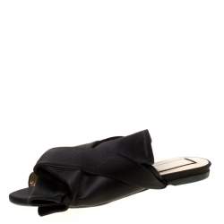 N21 Black Satin Knot Flat Mules Size 35.5